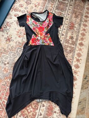 Hi Tech navy blue multi color dress floral